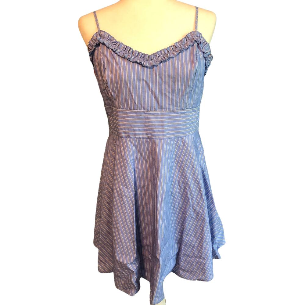 NWT Altar'd State Blue & White Striped Fit & Flare Cotton Dress Large